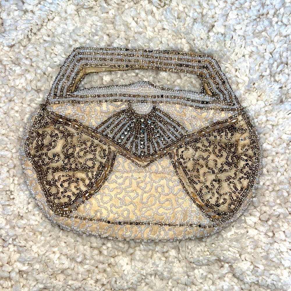 Vintage silk beaded change purse